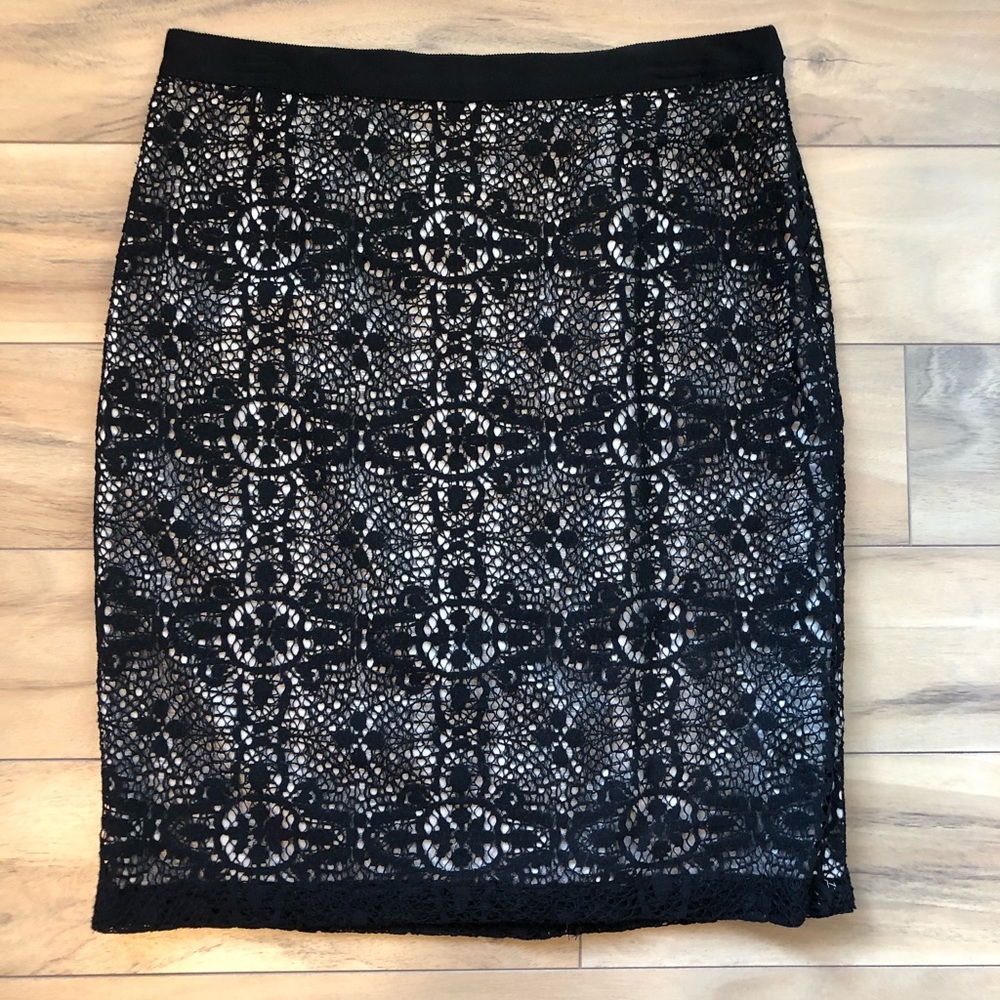 Crochet lace pencil skirt
